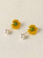 thumb Brass Imitation Pearl Enamel Flower Cute Drop Trend Korean Fashion Earring 2
