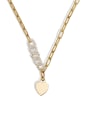 thumb Brass Imitation Pearl Heart Minimalist Trend Korean Fashion Necklace 0
