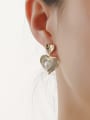 thumb Brass Imitation Pearl Heart Minimalist Drop Earring 1