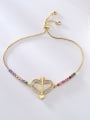 thumb Brass Cubic Zirconia Geometric Heart Vintage Adjustable Bracelet 1