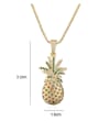 thumb Brass Cubic Zirconia Friut Vintage Pineapple Pendant Necklace 1