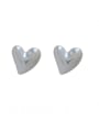 thumb Brass Lampwork Stone Heart Minimalist Stud Earring 0