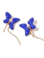 thumb Brass Enamel Butterfly Tassel Trend Stud Earring 3