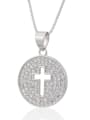 thumb Brass Cross  Cubic Zirconia Earring and Necklace Set 1