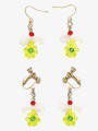 thumb Brass Synthetic Crystal Flower Cute Pure handmade Weave Earring 4