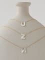 thumb Brass Acrylic Letter Minimalist Pendant Necklace 0