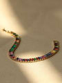 thumb Brass Cubic Zirconia Rainbow Luxury Link Bracelet 2