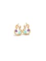 thumb Brass Cubic Zirconia Irregular Purple Gold Gourd Hip Hop Stud Earring 0