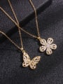 thumb Copper Cubic Zirconia Flower Butterfly  Trend Pendant Necklace 1