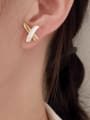 thumb Brass Shell Cross Minimalist Stud Earring 0