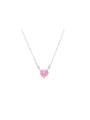 thumb Brass Cubic Zirconia Pink Heart Dainty Necklace 0