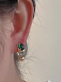 thumb Brass Glass Stone Geometric Cute Hook Earring 1