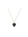 thumb Brass Cubic Zirconia Black Heart Dainty Necklace 0