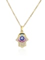 thumb Brass Cubic Zirconia Hand Of Gold Vintage Plam Pendant  Necklace 0