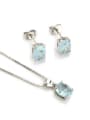 thumb Brass Round Cubic Zirconia Earring and Necklace Set 4