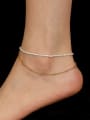 thumb Brass Imitation Pearl Geometric Vintage Double Layer Anklet 1