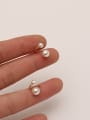 thumb Brass Imitation Pearl Geometric Minimalist Stud Trend Korean Fashion Earring 3