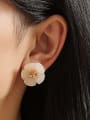 thumb Brass Resin Flower Cute Stud Earring 1