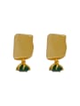 thumb Brass Glass Stone Geometric Vintage Stud Earring 3