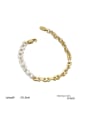thumb Brass Imitation Pearl Geometric Minimalist Asymmetrical Chain Strand Bracelet 2