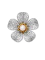 thumb Brass Cubic Zirconia Flower Minimalist Brooch 2