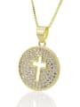 thumb Brass Cross  Cubic Zirconia Earring and Necklace Set 4