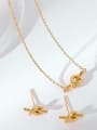 thumb Brass Minimalist Bowknot  Earring and Necklace Set 1