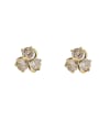thumb Brass Cubic Zirconia Flower Cute Stud Trend Korean Fashion Earring 4