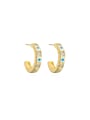 thumb Brass Cubic Zirconia Enamel Geometric Dainty Stud Earring 0