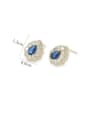 thumb Brass Cubic Zirconia Blue Geometric Dainty Stud Earring 2