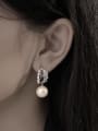 thumb Brass Imitation Pearl Geometric Hip Hop Drop Earring 2