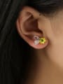 thumb 925 Sterling Silver Glass Crystal Beads Flower Cute Stud Earring 1
