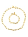 thumb Brass Hollow Geometric chain Vintage Necklace 4