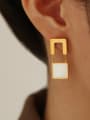 thumb Brass Enamel Geometric Minimalist Drop Earring 1