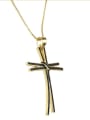 thumb Brass Rhinestone Cross Dainty Regligious Necklace 2