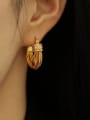 thumb Brass Geometric Minimalist  U Shape  Double Layer Huggie Earring 1
