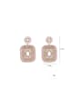 thumb Brass Cubic Zirconia Pink Geometric Luxury Drop Earring 1