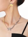 thumb Brass Enamel Hip Hop Butterfly  Earring and Necklace Set 4