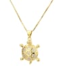 thumb Brass Turtle Cubic Zirconia Earring and Necklace Set 2