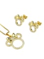 thumb Brass Cubic Zirconia  Cute Mouse Earring and Necklace Set 0