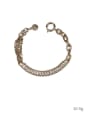 thumb Brass Imitation Pearl Hollow Geometric Chain Vintage Link Bracelet 3