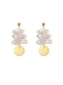 thumb Brass Freshwater Pearl Geometric Vintage Drop Trend Korean Fashion Earring 0