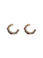 thumb Copper Cubic Zirconia C shape  Vintage Stud Trend Korean Fashion Earring 0