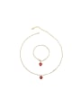 thumb Dainty Heart Brass Cubic Zirconia Enamel Bracelet and Necklace Set 0