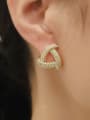 thumb Brass Cubic Zirconia Triangle Minimalist Stud Trend Korean Fashion Earring 1