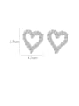 thumb Brass Cubic Zirconia Heart Dainty Stud Earring 2