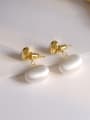 thumb Brass Freshwater Pearl Geometric Minimalist Drop Earring 2