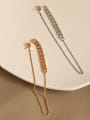 thumb Brass Cubic Zirconia Tassel Minimalist Threader Earring 1