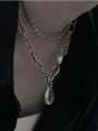 thumb Brass Imitation crystal Water Drop Vintage Hollow Chain Necklace 1
