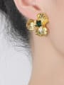 thumb Brass Cubic Zirconia Flower Vintage Stud Earring 1